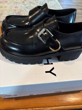 Givenchy Black Leather Buckle Loafer with Chunky Sole - Womens Voyou Monk Loafer